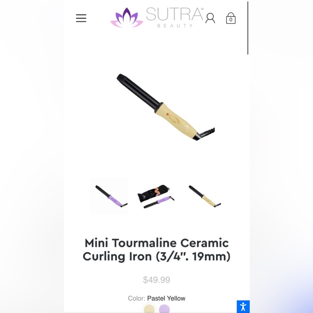 Sutra Mini Tourmaline Ceramic Curling Iron (3/4". 19mm)